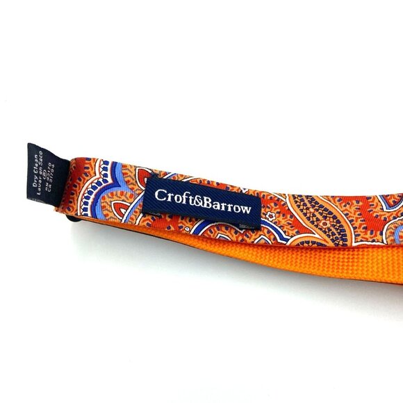 Croft & Barrow Bow Tie Men's Orange & Blue Paisley Hand Made Adjustable - Picture 3 of 4